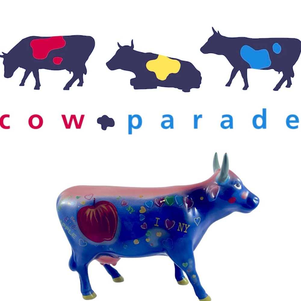 Cow Parade BIG APPLE Resin Cow Figurine #9163 Retired 2000 Westland Gift…